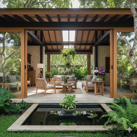 Model Rumah Sederhana Semi Permanen tapi Mewah di Desa (created by AI)