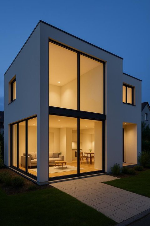 Rumah Minimalis Modern dengan Kaca Luas (Foto: ChatGPT)