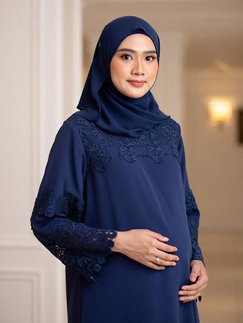 Model Gamis Ibu Hamil Kombinasi Polos Nyaman (AI)
