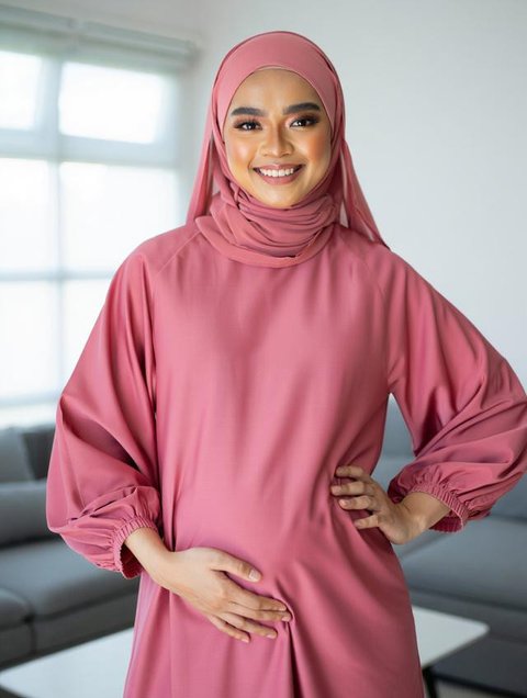 Model Gamis Ibu Hamil Kombinasi Polos Nyaman (AI)
