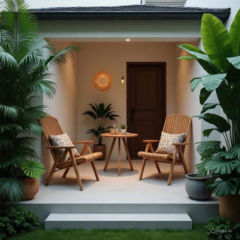 Model Teras Rumah Minimalis yang Bikin Betah Paling Hits 2025 (AI)