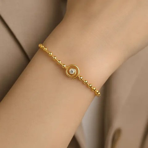 Gelang Emas Bola Kecil 2--5 Gram Kombinasi Spiral Modern/AI