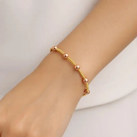 Gelang Emas Bola Kecil 2--5 Gram Kombinasi Spiral Modern/AI