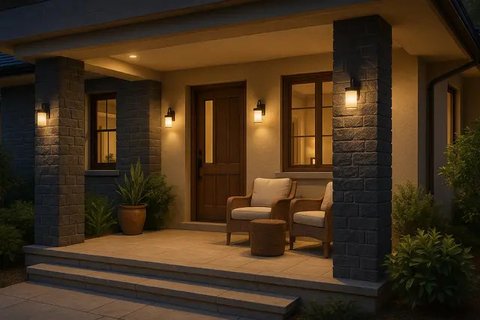 Teras Rumah Cantik dengan Batu Alam (created by AI)