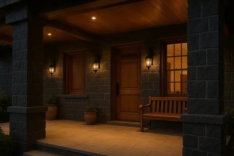 Teras Rumah Cantik dengan Batu Alam (created by AI)