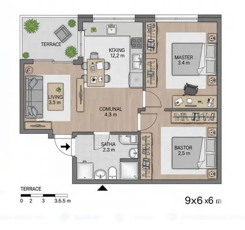 Rumah 9x6 meter (Liputan6.com/Gemini.ai)