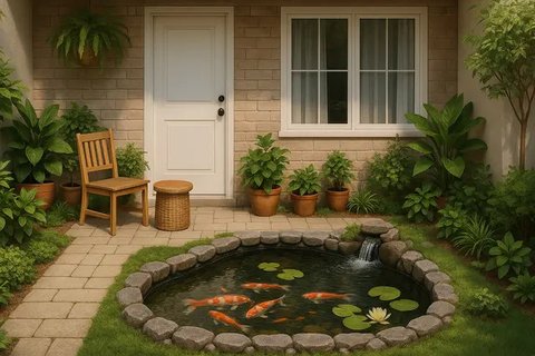 7 Inspirasi Teras Rumah Kecil dengan Taman Mini yang Cantik, Bikin Hunian Makin Sejuk dan Estetik (sumber:AI)
