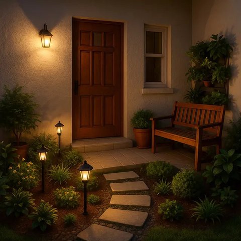 7 Inspirasi Teras Rumah Kecil dengan Taman Mini yang Cantik, Bikin Hunian Makin Sejuk dan Estetik (sumber:AI)