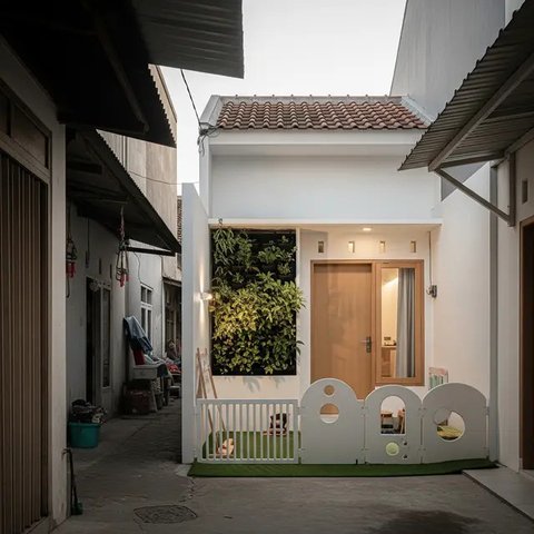 Desain Rumah Minimalis Ramah Anak di Gang Sempit. (Foto: Gemini AI)