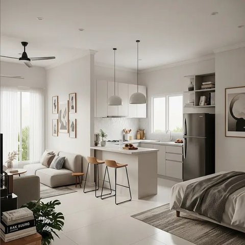 Desain Rumah Minimalis Ramah Anak di Gang Sempit. (Foto: Gemini AI)