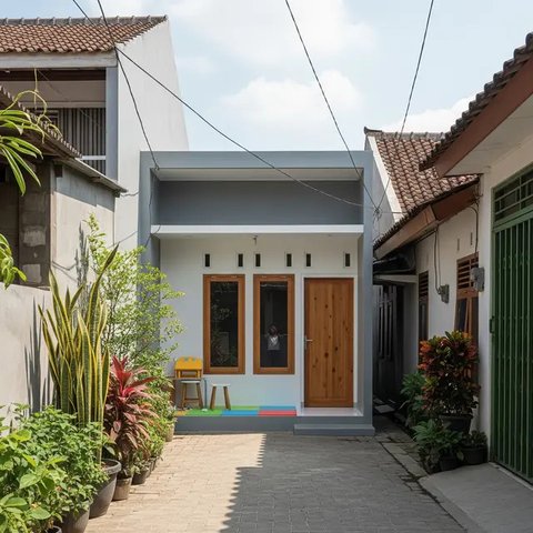 Desain Rumah Minimalis Ramah Anak di Gang Sempit. (Foto: Gemini AI)
