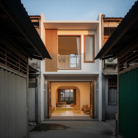 Desain Rumah Minimalis Ramah Anak di Gang Sempit. (Foto: Gemini AI)