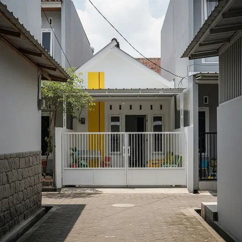 Desain Rumah Minimalis Ramah Anak di Gang Sempit. (Foto: Gemini AI)