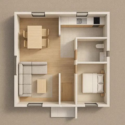 Denah Rumah Sederhana 9x6 Meter (created by AI)