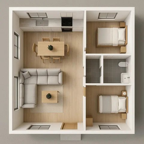 Denah Rumah Sederhana 9x6 Meter (created by AI)