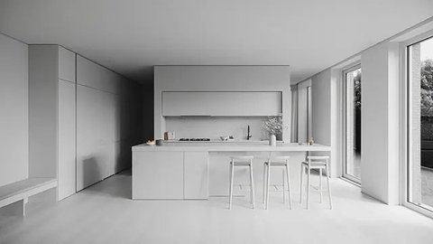 Desain Dapur Minimalis dengan Kitchen Island (AI)