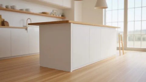 Desain Dapur Minimalis dengan Kitchen Island (AI)