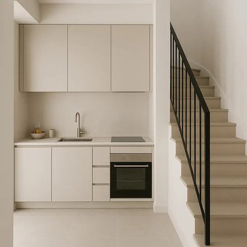 Desain Dapur Dekat Tangga (Image by ChatGPT)
