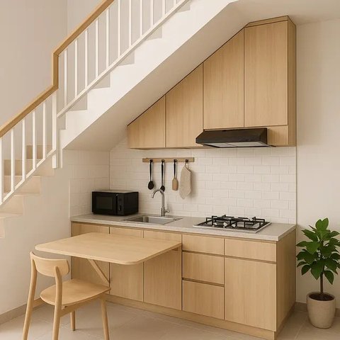 Desain Dapur Dekat Tangga (Image by ChatGPT)