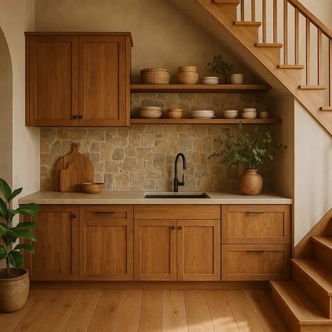 Desain Dapur Dekat Tangga (Image by ChatGPT)