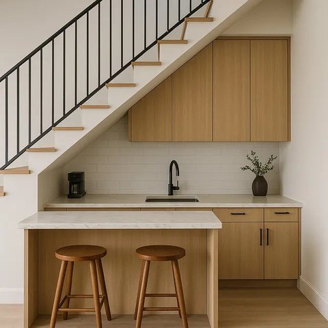Desain Dapur Dekat Tangga (Image by ChatGPT)