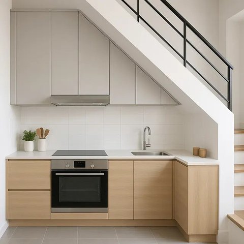 Desain Dapur Dekat Tangga (Image by ChatGPT)