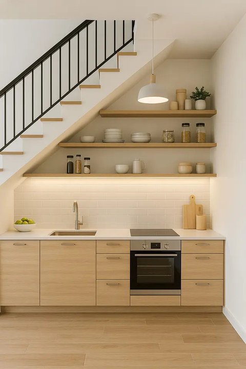 Desain Dapur Dekat Tangga (Image by ChatGPT)