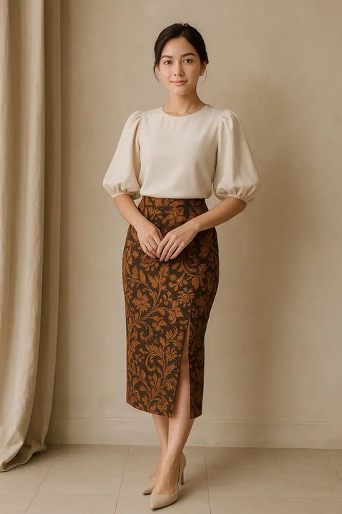 Model Padupadan Rok Span Batik Belah Samping (created by AI)