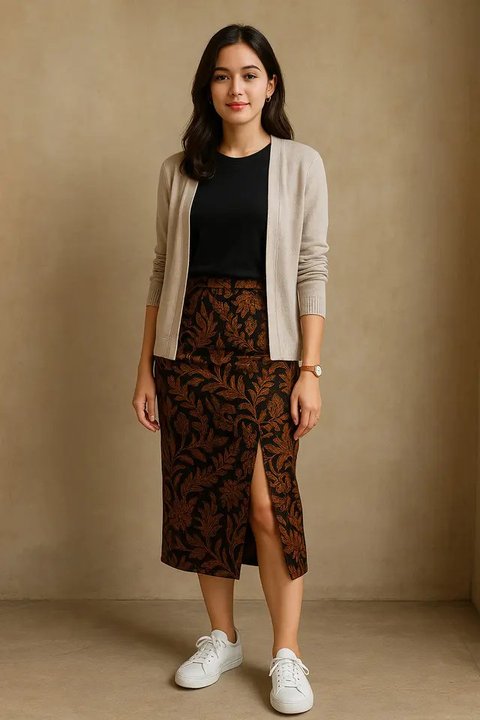 Model Padupadan Rok Span Batik Belah Samping (created by AI)