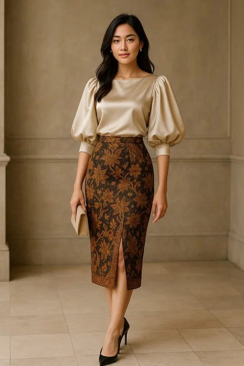 Model Padupadan Rok Span Batik Belah Samping (created by AI)