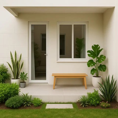 7 Inspirasi Teras Rumah Kecil dengan Taman Mini yang Cantik, Bikin Hunian Makin Sejuk dan Estetik (sumber:AI)