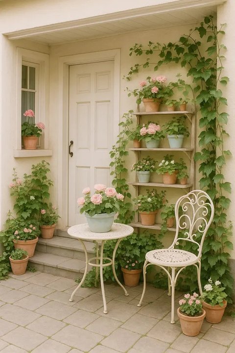 7 Inspirasi Teras Rumah Kecil dengan Taman Mini yang Cantik, Bikin Hunian Makin Sejuk dan Estetik (sumber:AI)