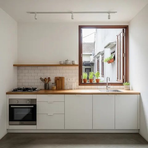 Desain Dapur Minimalis di Rumah Gang Sempit. (Foto: Gemini AI)
