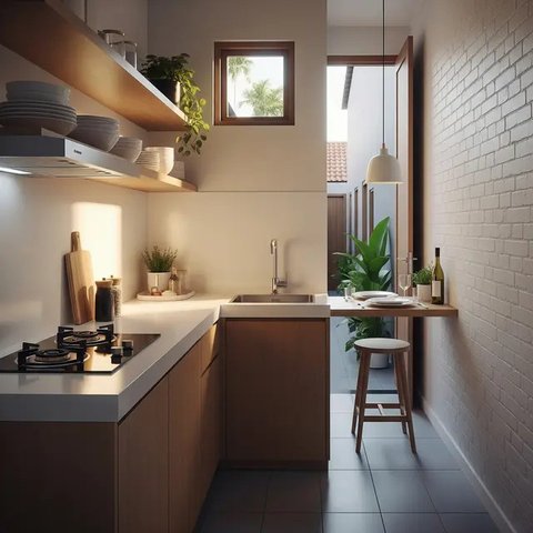 Desain Dapur Minimalis di Rumah Gang Sempit. (Foto: Gemini AI)