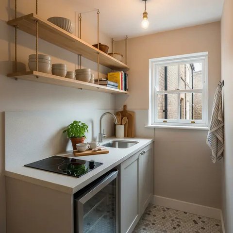 Desain Dapur Minimalis di Rumah Gang Sempit. (Foto: Gemini AI)