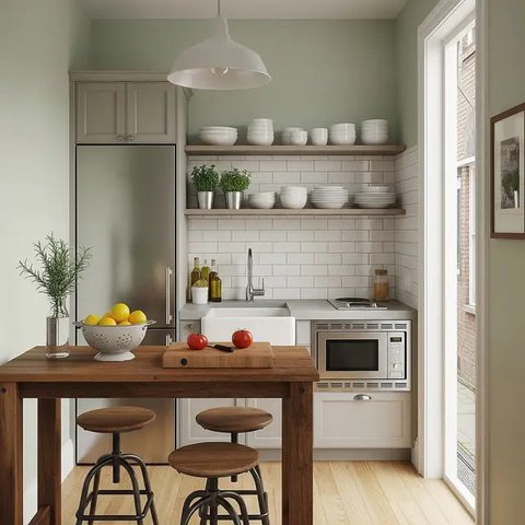Desain Dapur Minimalis di Rumah Gang Sempit. (Foto: Gemini AI)