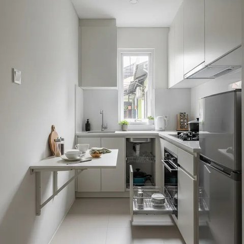 Desain Dapur Minimalis di Rumah Gang Sempit. (Foto: Gemini AI)