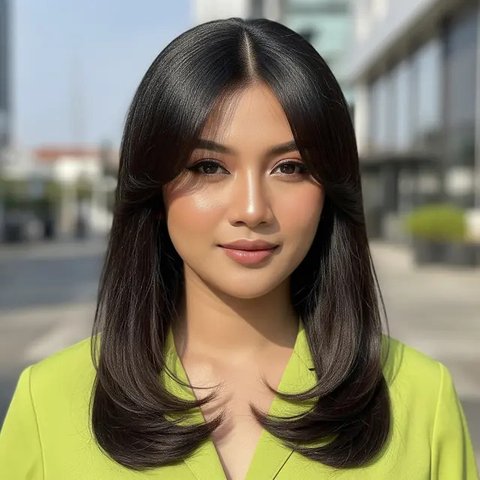 Model Rambut Panjang Lurus Belah Tengah Kekinian. (Foto: Gemini AI)