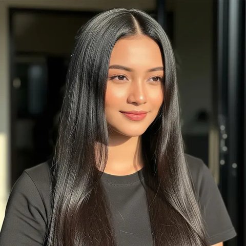 Model Rambut Panjang Lurus Belah Tengah Kekinian. (Foto: Gemini AI)
