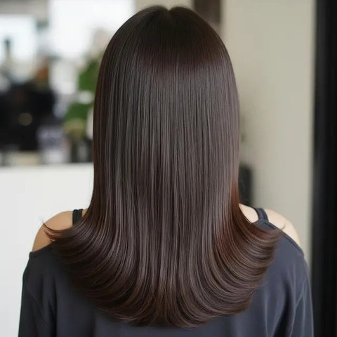 Model Rambut Panjang Lurus Belah Tengah Kekinian. (Foto: Gemini AI)