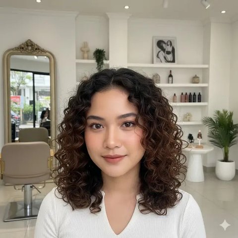 Gaya Rambut Keriting Medium Layer (created by AI)