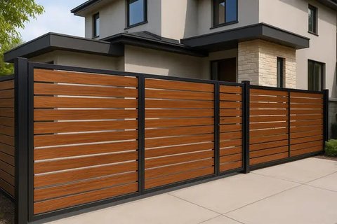 7 Model Pagar Rumah Minimalis Modern Perpaduan Kayu dan Besi, Bikin Fasad Rumah Makin Berkelas (sumber:AI)