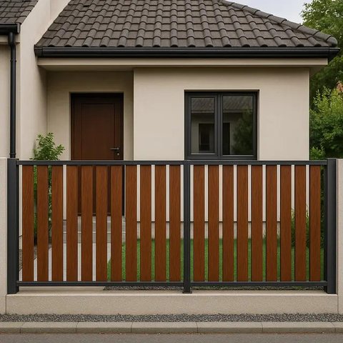 7 Model Pagar Rumah Minimalis Modern Perpaduan Kayu dan Besi, Bikin Fasad Rumah Makin Berkelas (sumber:AI)