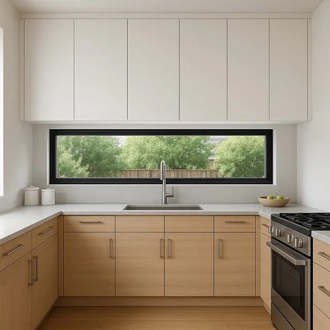 Mau mendekorasi dapur? Jangan lupakan kehadiran jendela yang bisa dipercantik dengan tirai bermotif.
