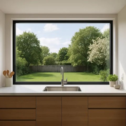 Mau mendekorasi dapur? Jangan lupakan kehadiran jendela yang bisa dipercantik dengan tirai bermotif.