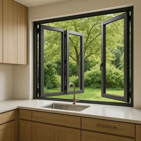 Mau mendekorasi dapur? Jangan lupakan kehadiran jendela yang bisa dipercantik dengan tirai bermotif.