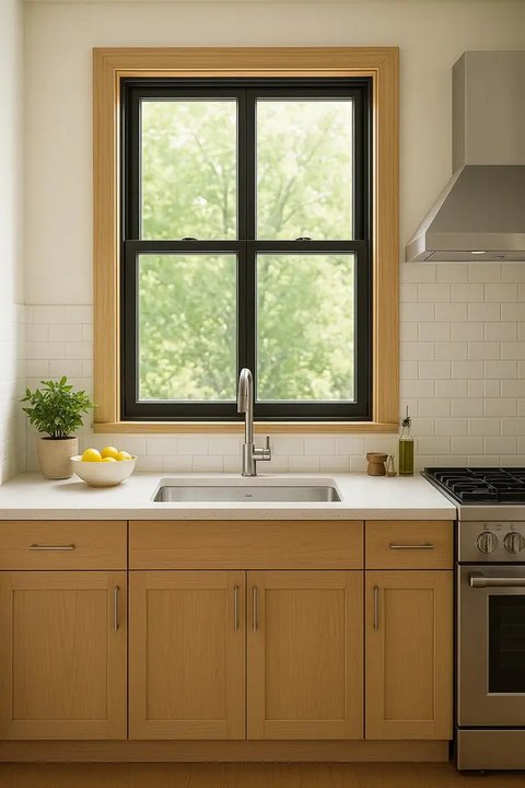 Mau mendekorasi dapur? Jangan lupakan kehadiran jendela yang bisa dipercantik dengan tirai bermotif.