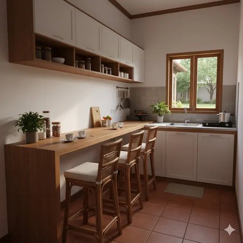 Model Dapur Kecil dengan Meja Bar (Ilustrasi AI/Gemini)