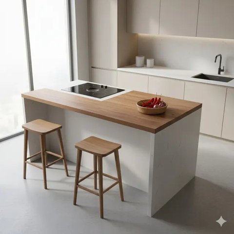 Model Dapur Kecil dengan Meja Bar (Ilustrasi AI/Gemini)