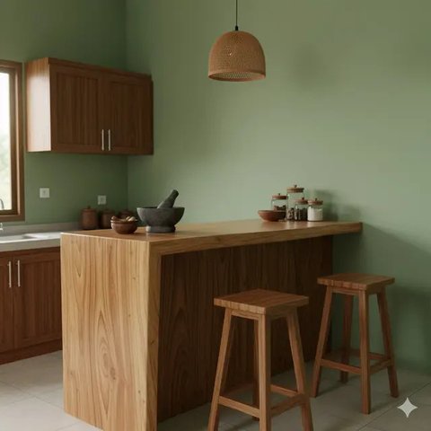 Model Dapur Kecil dengan Meja Bar (Ilustrasi AI/Gemini)